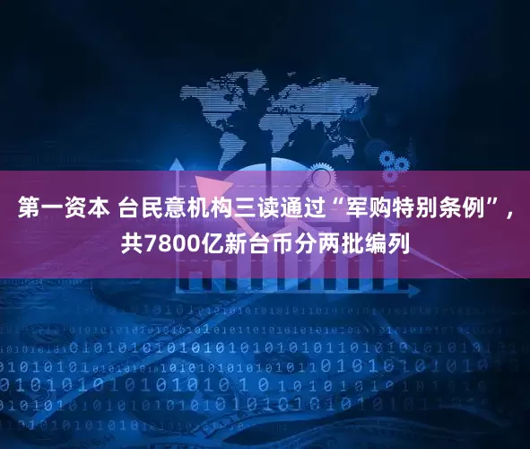 第一资本 台民意机构三读通过“军购特别条例”，共7800亿新台币分两批编列